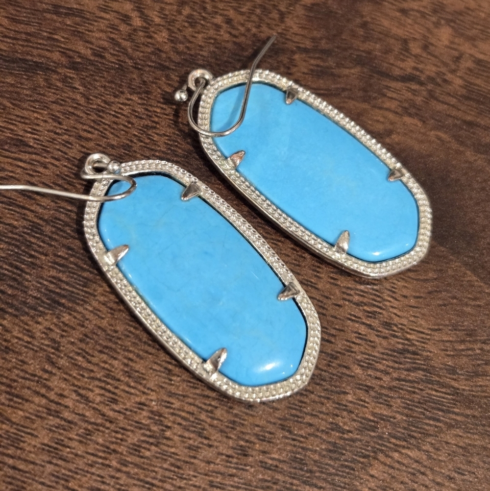 Kendra Scott Silver and Turquoise Elle Earrings